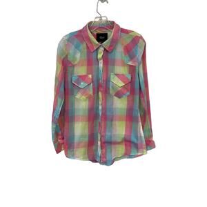Rails Taylors Gauze Button Down Neon Blouse Sz S